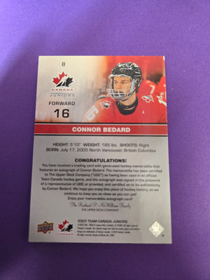 Connor Bedard #8 Premium Autograph patch 67/75 (cabinet)