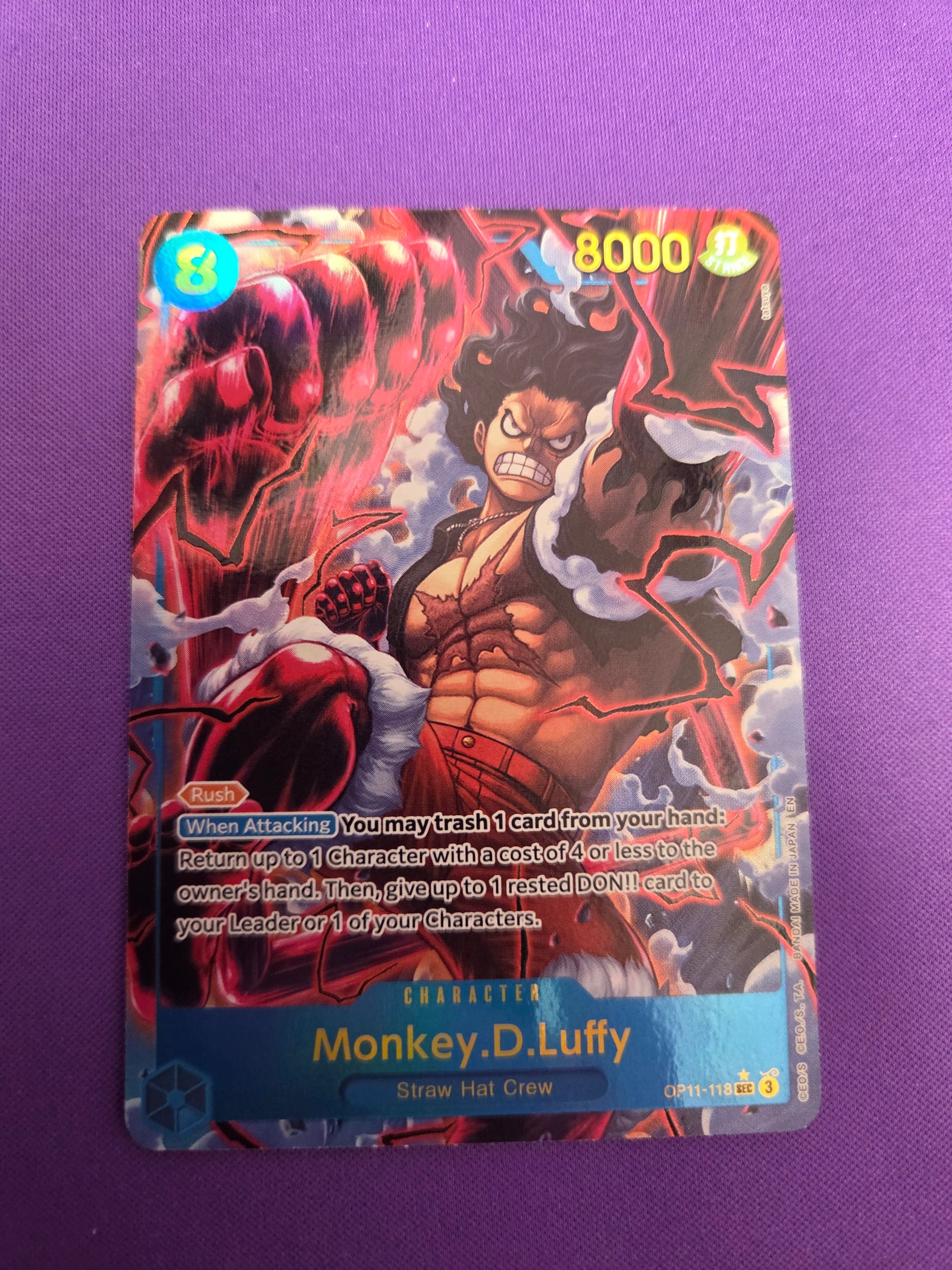 Monkey.D.Luffy (118) (Alternate Art) (OP11-118) - A Fist of Divine Speed Foil (Cabinet-NM)