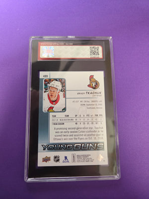 KSA 10 Brady Tkachuk #499 Rookie Card young guns (cabinet-NM)