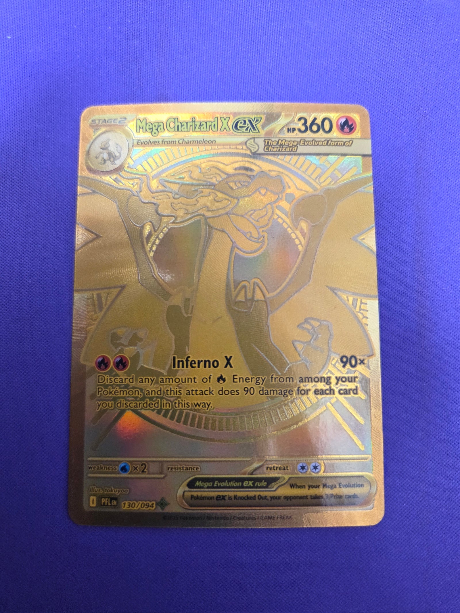 Gold Mega Charizard X ex - 130/094 Phantasmal Flames (Cabinet-NM)