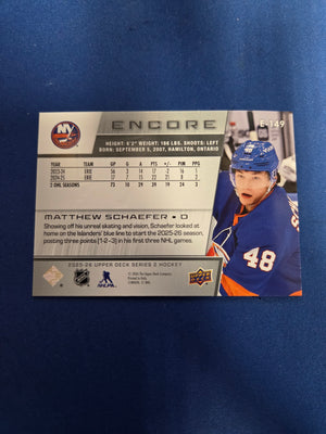Matthew Schaefer #E-149 2025 Upper Deck Series 2 Encore (cabinet-NM)