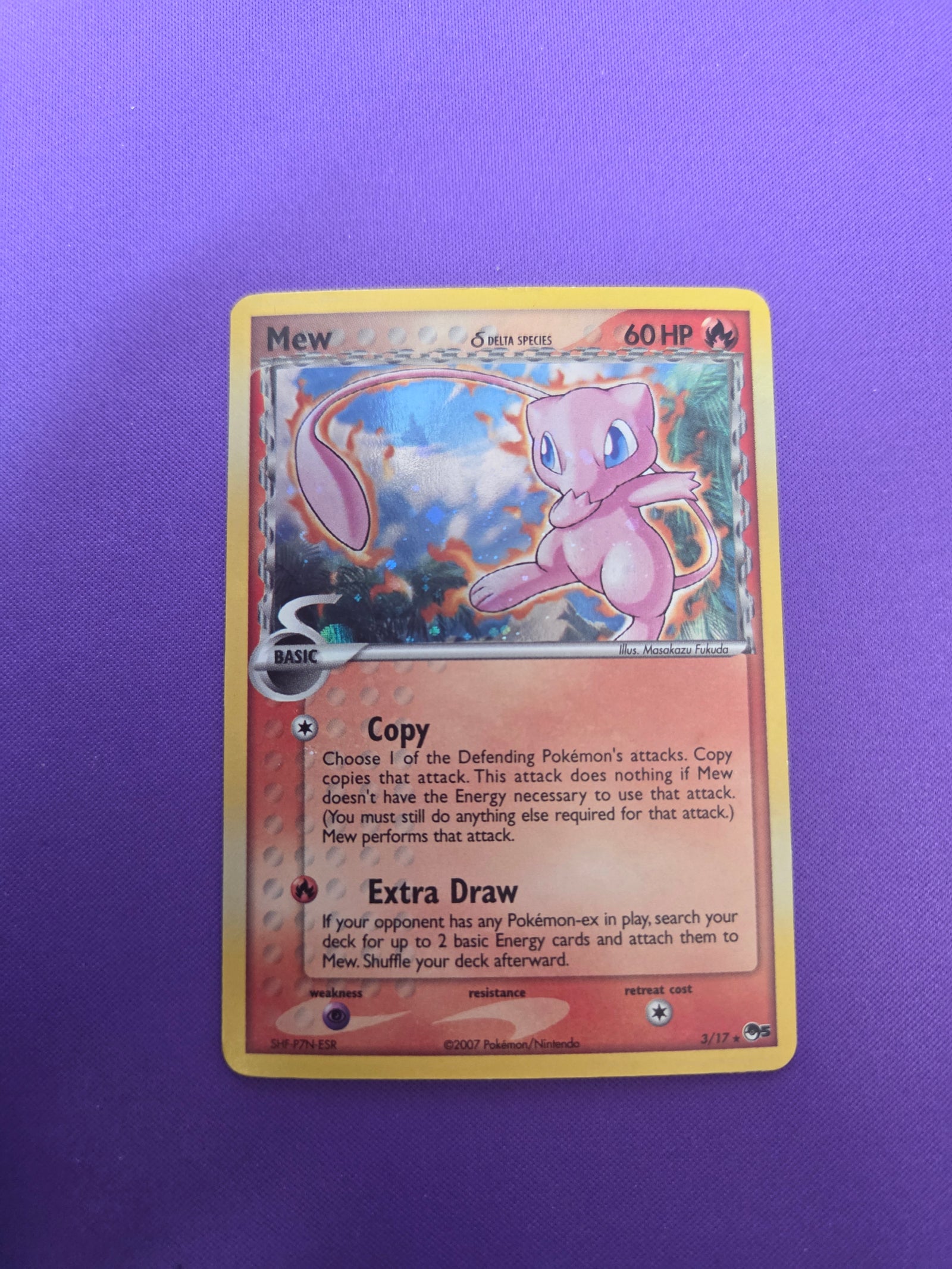 Lightly Played Mew (Delta Species) (upside down pokeball) (3)/17 Rare Holofoil (Cabinet-LP)