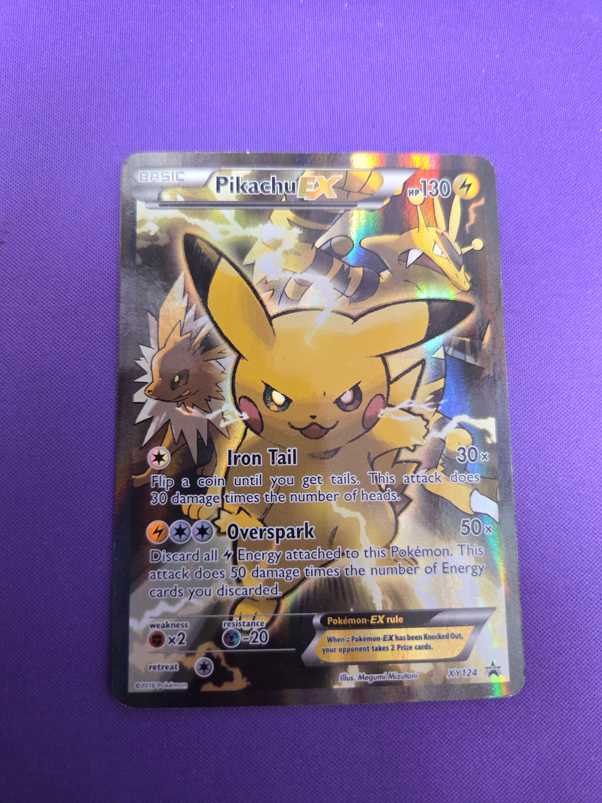 Moderately Played Pikachu EX - XY124 Promo Holofoil (Cabinet-MP)