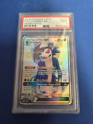 Psa 9 Lycanroc GX #sv66 Hidden Fates (Cabinet)