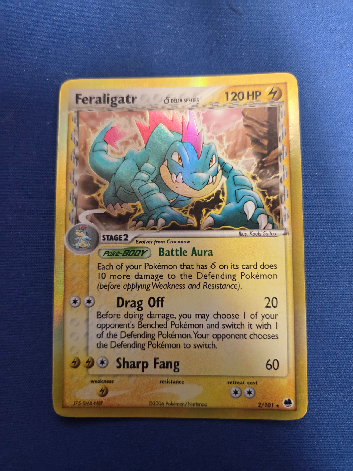 Moderately Played Feraligatr (Delta Species) (2)/101 Holo Rare Holofoil (Cabinet-MP)