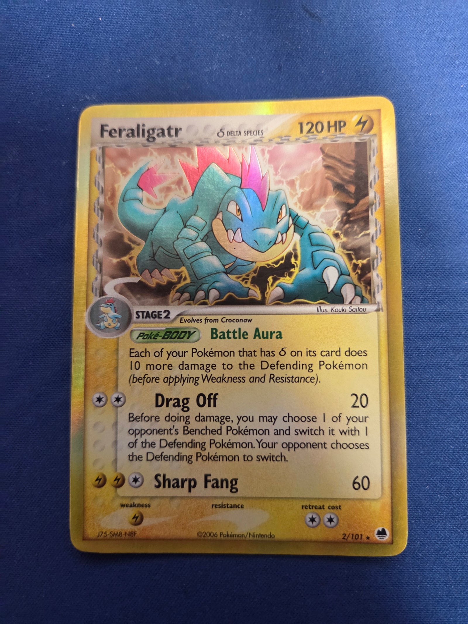 Moderately Played Feraligatr (Delta Species) (2)/101 Holo Rare Holofoil (Cabinet-MP)