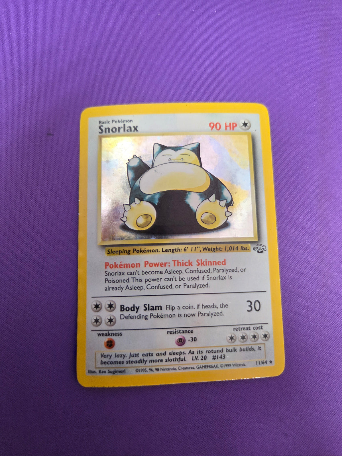 Moderately Played Snorlax #11 Jungle Unlimited Holo (Cabinet-MP)
