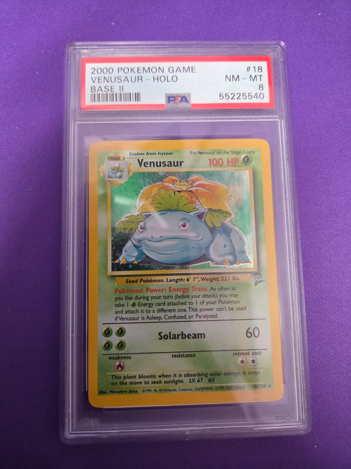 PSA 8 Venusaur #18 base set 2 (Cabinet)