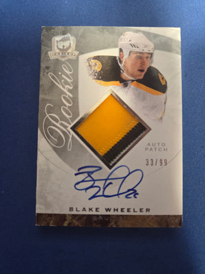Blake Wheeler 33/99 Rookie The Cup #147 2008-2009 Logo patch auto (Cabinet-LP)