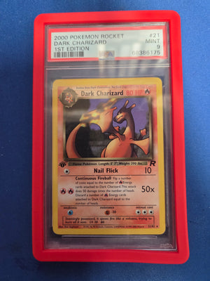 PSA 9 Dark Charizard 1st edition #21 Team Rocket (Cabinet)