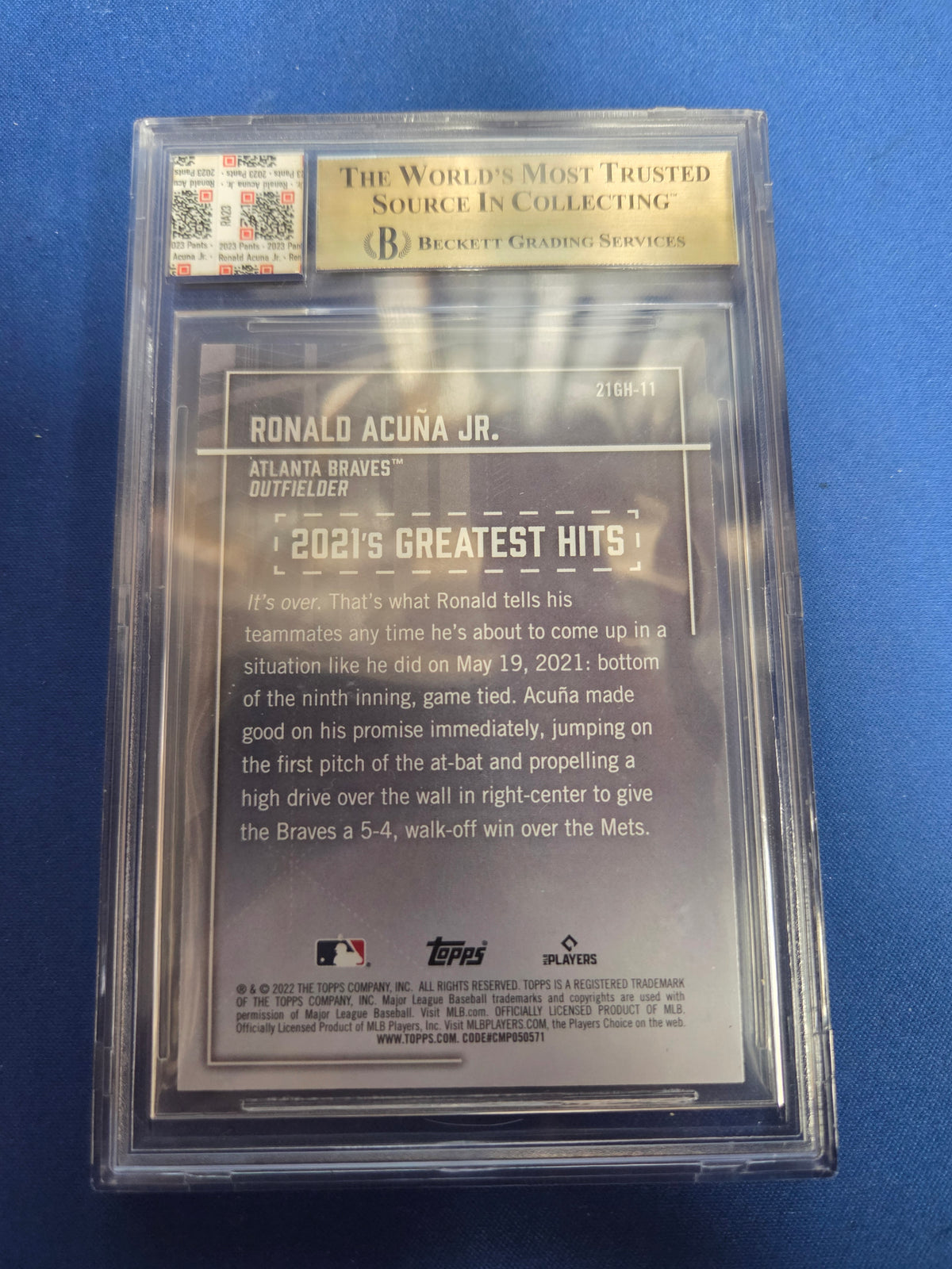 Beckett 9.5 Ronald Acuna Jr. Jersey Fusion Game Used Pants Patch
