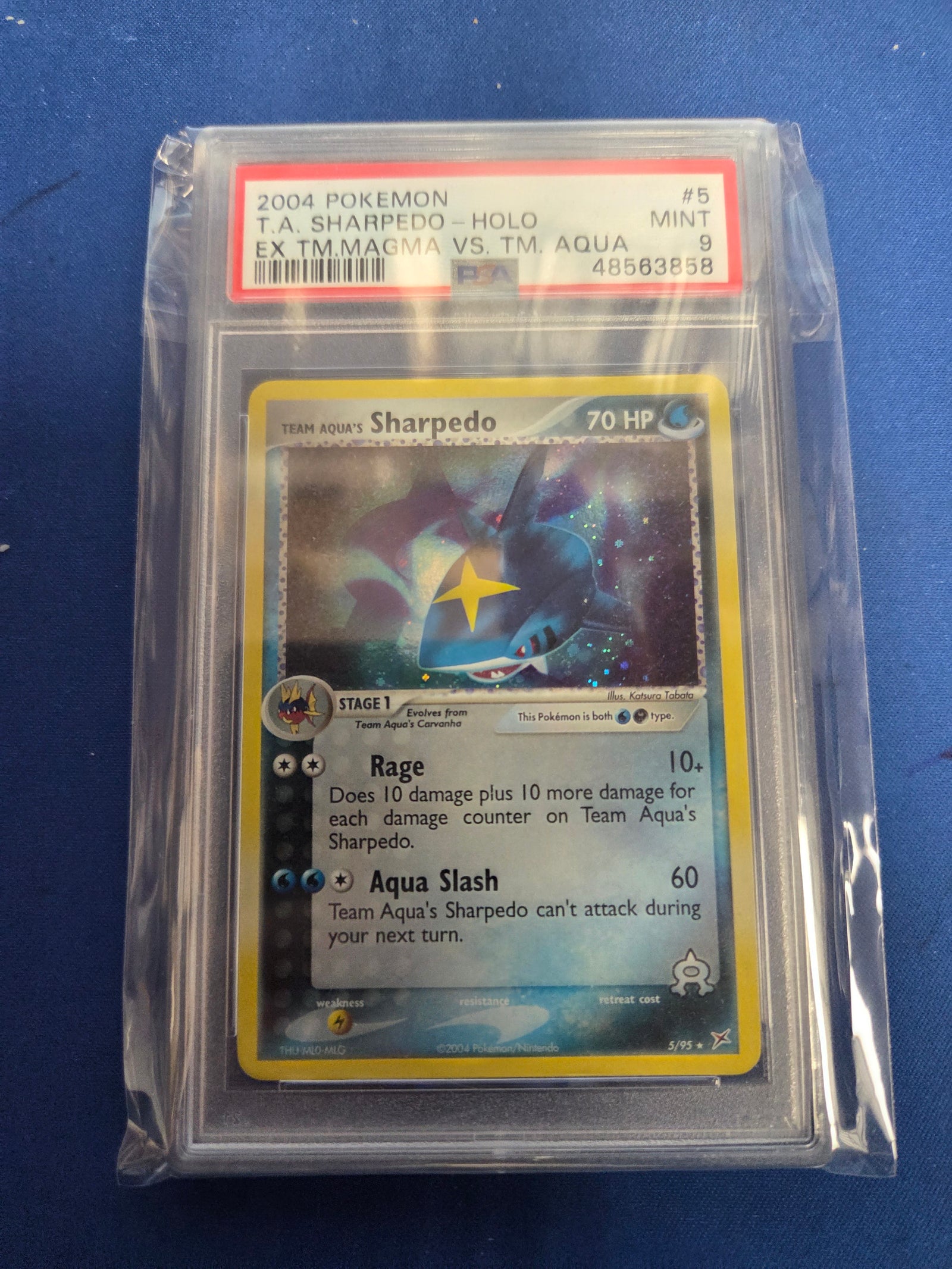 PSA 9 Sharpedo #5 Ex Team Magma vs Team Aqua (Cabinet)