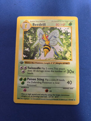 Moderately Played Beedrill (17) Rare 1st Edition (Cabinet-MP)