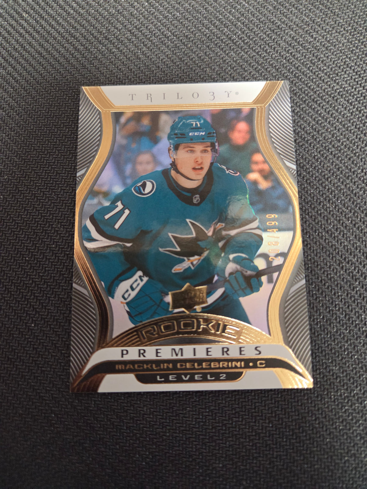 Macklin Celebrini #T-13 208/499 Upper Deck Trilogy Rookie Premiere (Cabinet-NM)