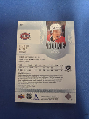 Kaiden Guhle The Cup 200/249 2023 Rookie #119 logo patch auto (Cabinet-NM)