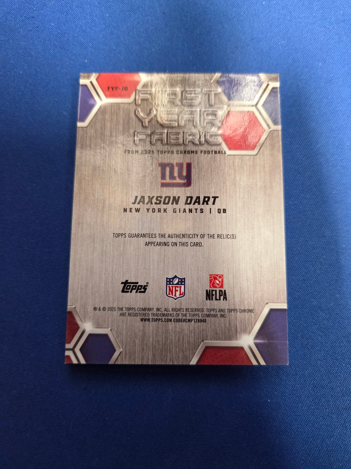 Jaxon Dart RC First Year Fabric Player Worn Refractor FYF-JD 22/99 (Cabinet-NM)