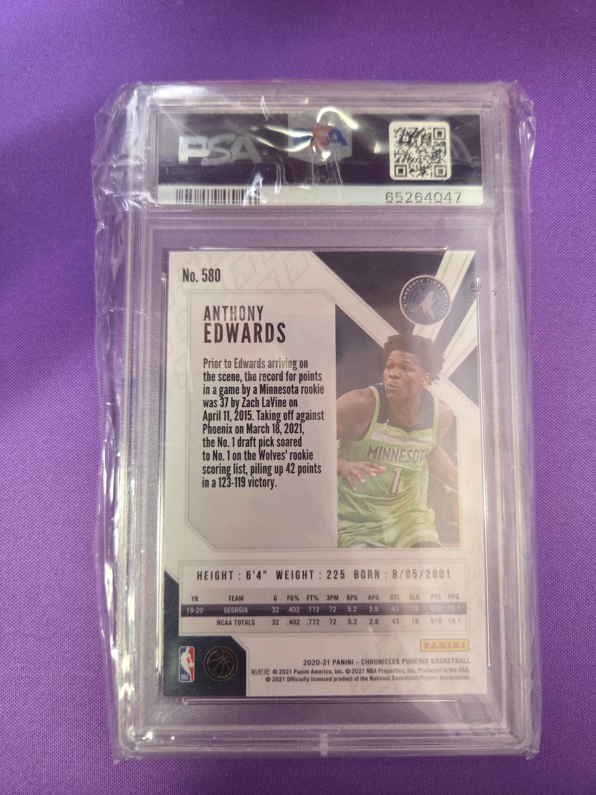 PSA 9 Anthony Edwards #580 Rookie Chronicles