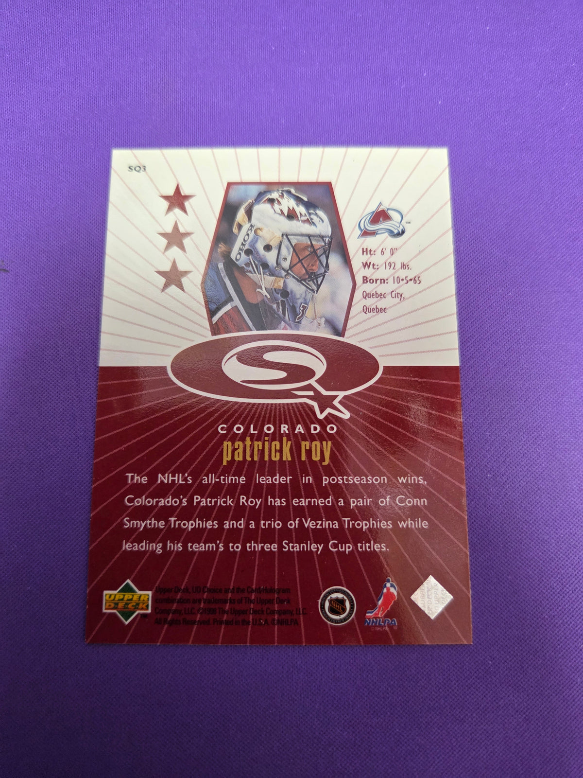 Patrick Roy #SQ3 Red Starquest (cabinet-NM)