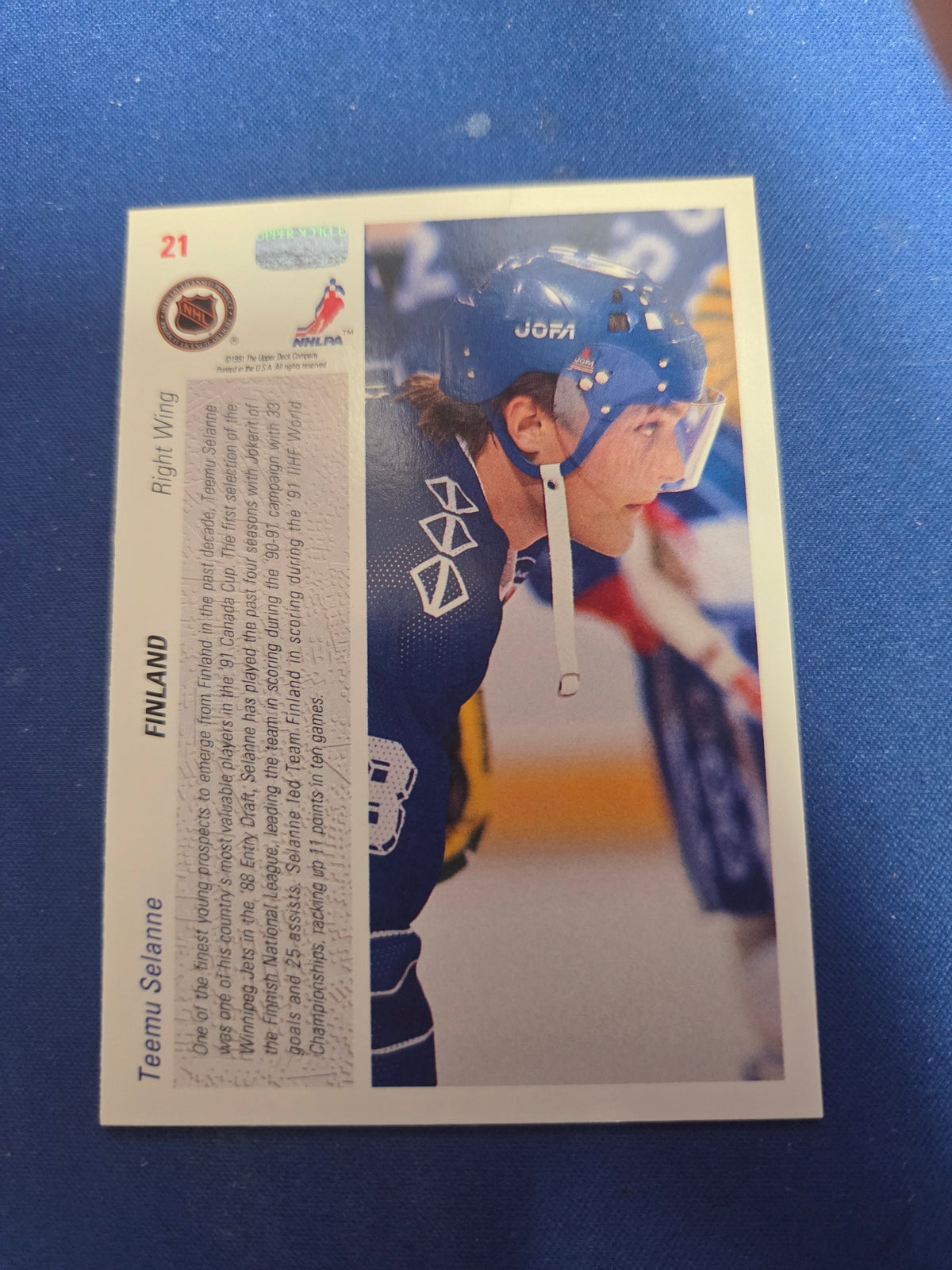 Teemu Selanne #21 auto (cabinet-NM)