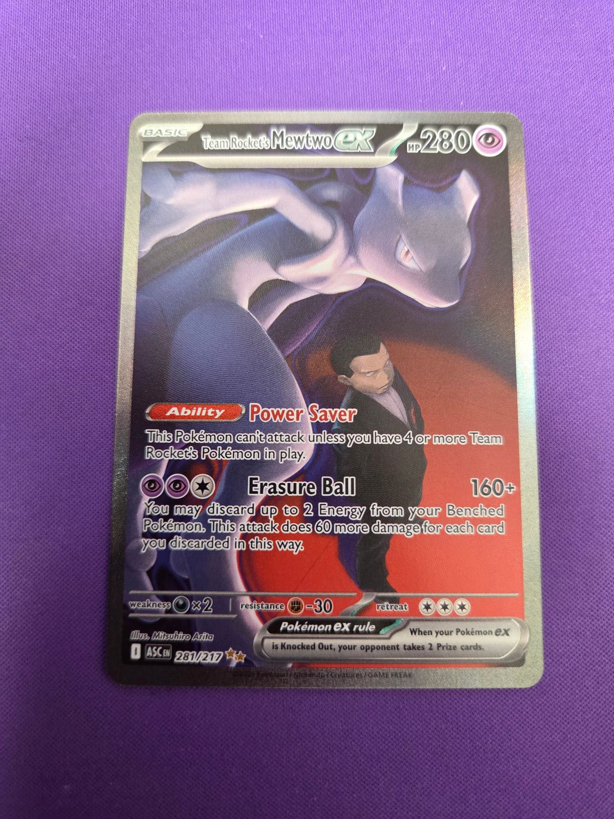 Team Rocket's Mewtwo ex - 281/217 (281) Special Illustration Rare Holofoil (Cabinet-NM)