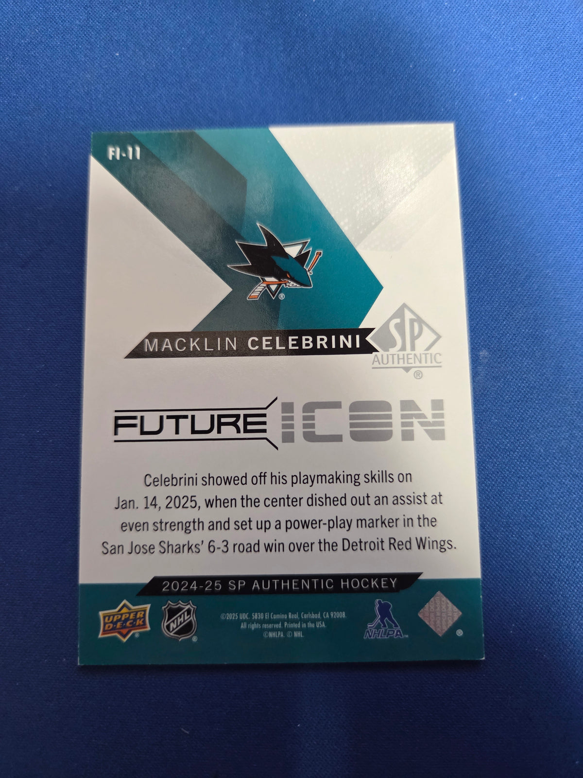 Macklin Celebrini future watch /399 #Fl-11 (cabinet-NM)
