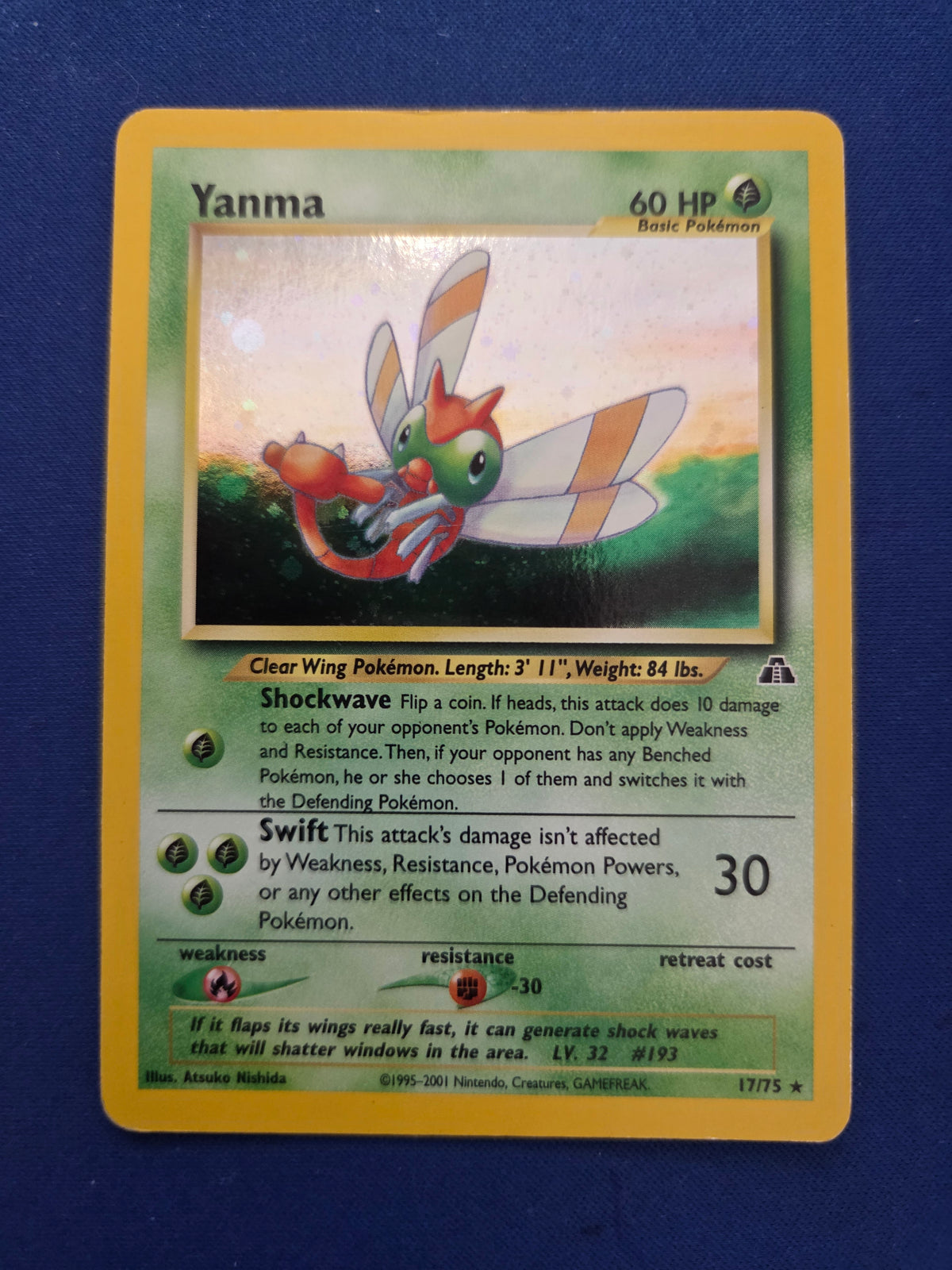 Moderately Played Yanma #17 Holo Rare Unlimited Holofoil (Cabinet)