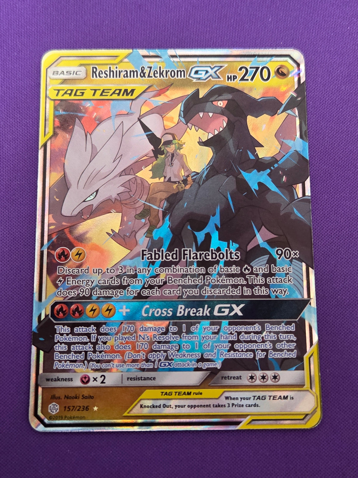 Reshiram & Zekrom GX (157)/236 Ultra Rare Holofoil (cabinet-NM)