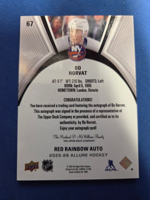 Bo Horvat Red Rainbow Auto Autograph #67 (cabinet-NM)