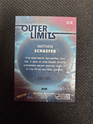 Matthew Schaefer [Blue] 42/199 #OL-36 2025 Skybox Metal Universe Outer Limits (cabinet-NM)