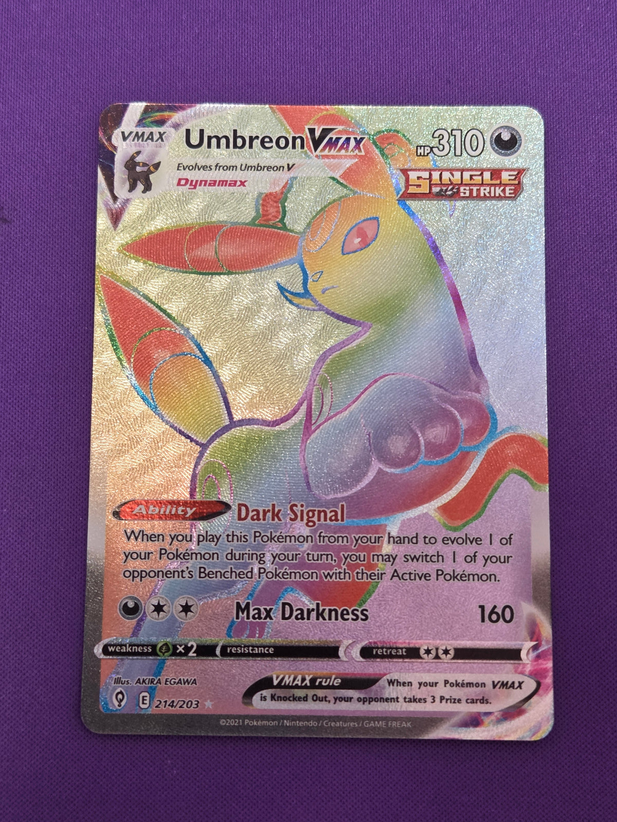 Umbreon VMAX (Secret) (214)/203 Secret Rare Holofoil (Cabinet-NM)