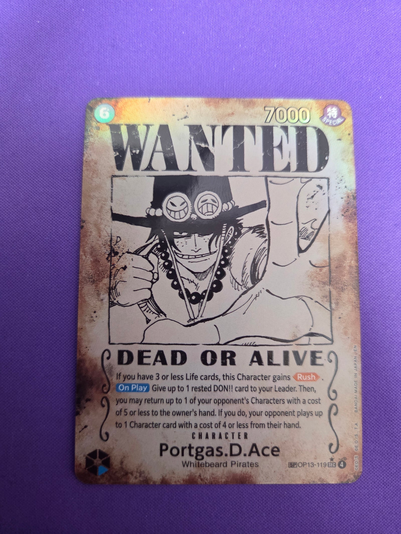 Portgas.D.Ace (119) (Wanted Poster) (OP13-119) - Carrying On His Will Foil (Cabinet-NM)