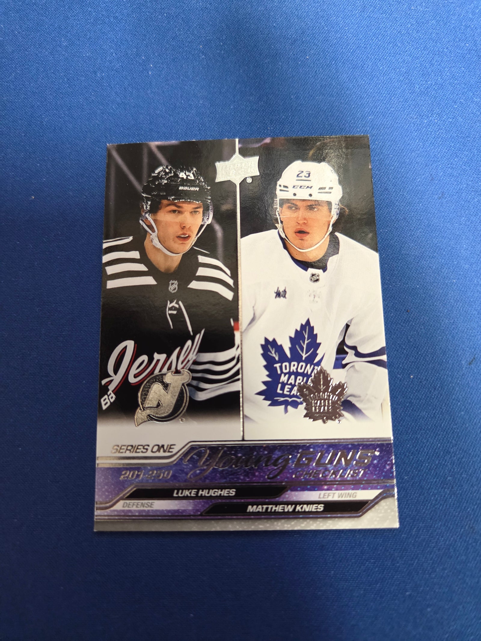 Luke Hughes and Matthew Knies young guns checklist #250 (cabinet-NM)