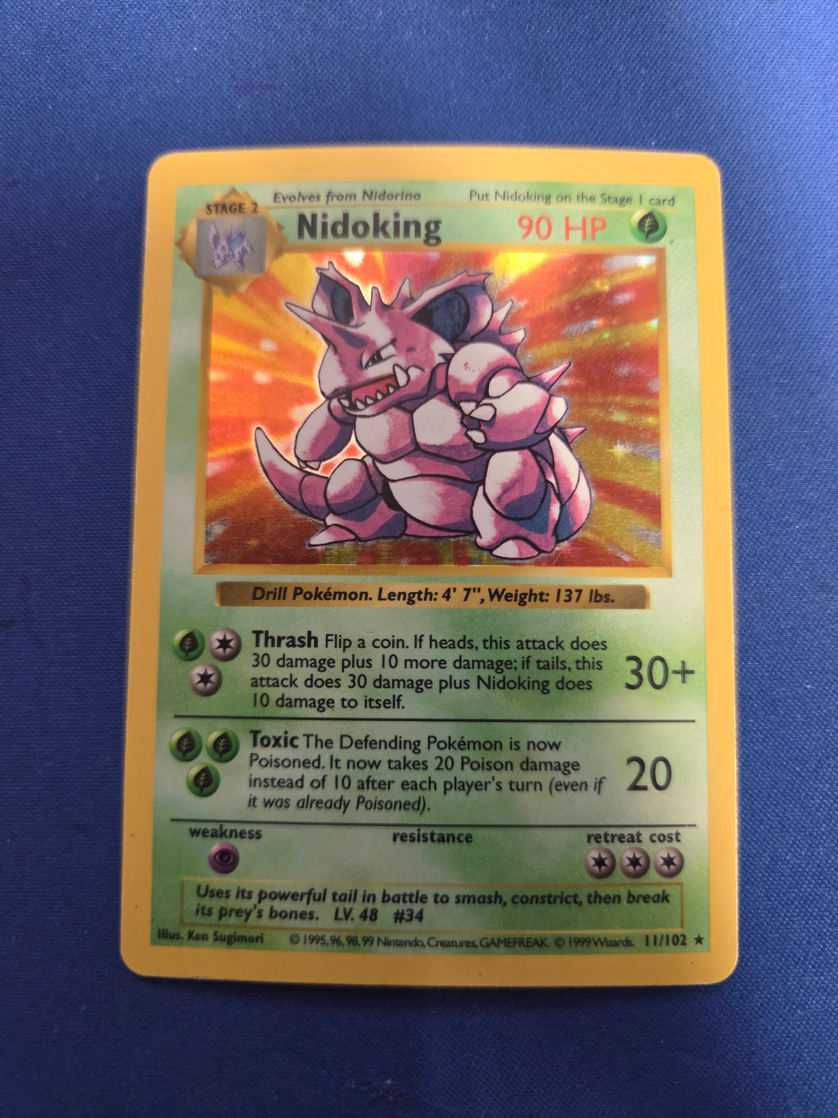Moderately Played Nidoking (11) Shadowless Holofoil (Cabinet-MP)