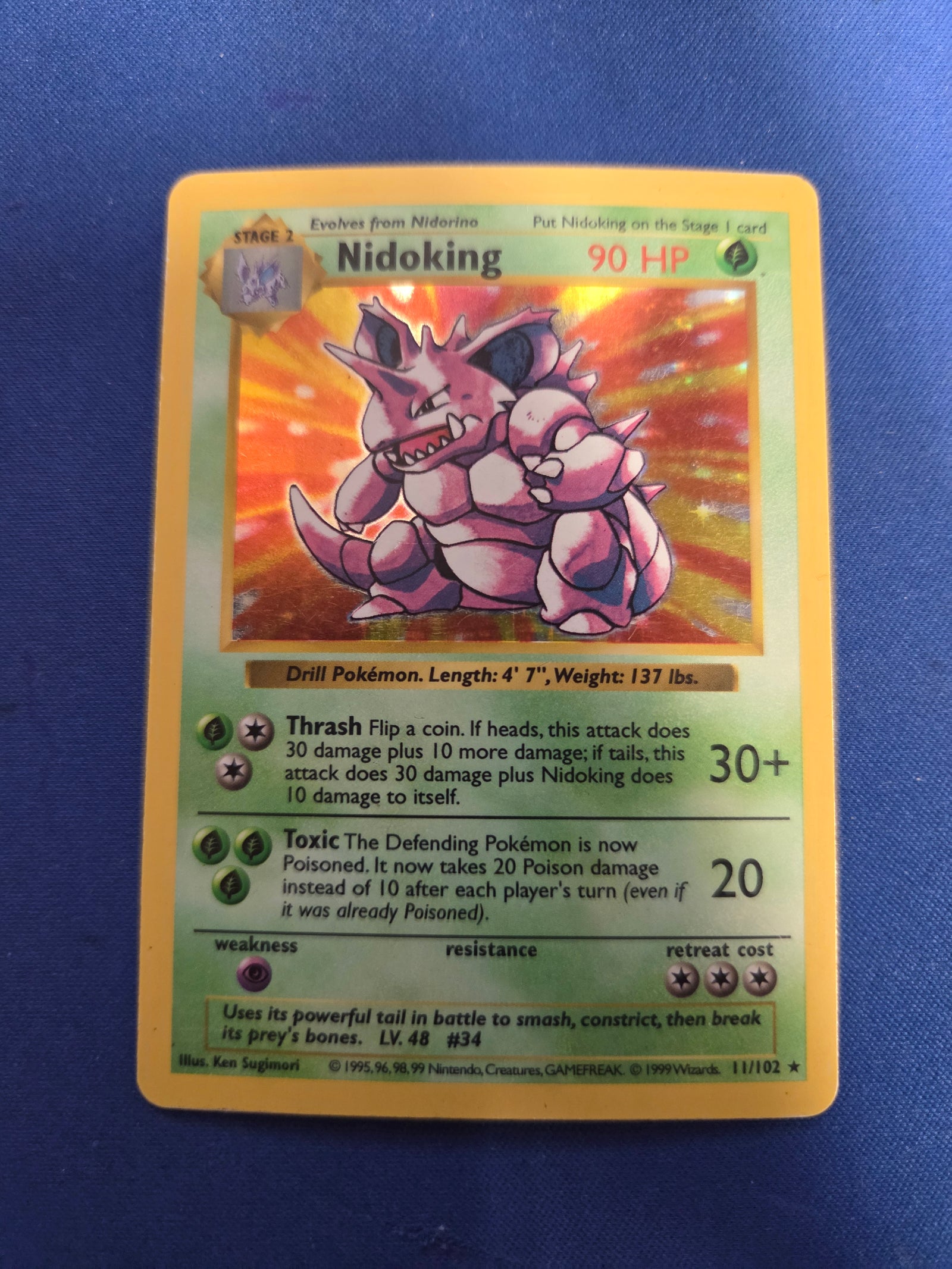 Moderately Played Nidoking (11) Shadowless Holofoil (Cabinet-MP)