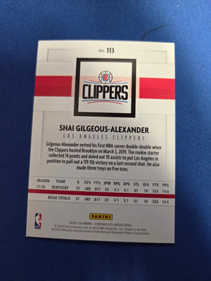 Shai Gilgeous-Alexander Rookie Panini #113