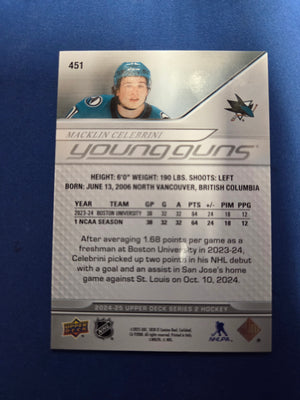 Macklin Celebrini Young Guns #451 (cabinet-NM)