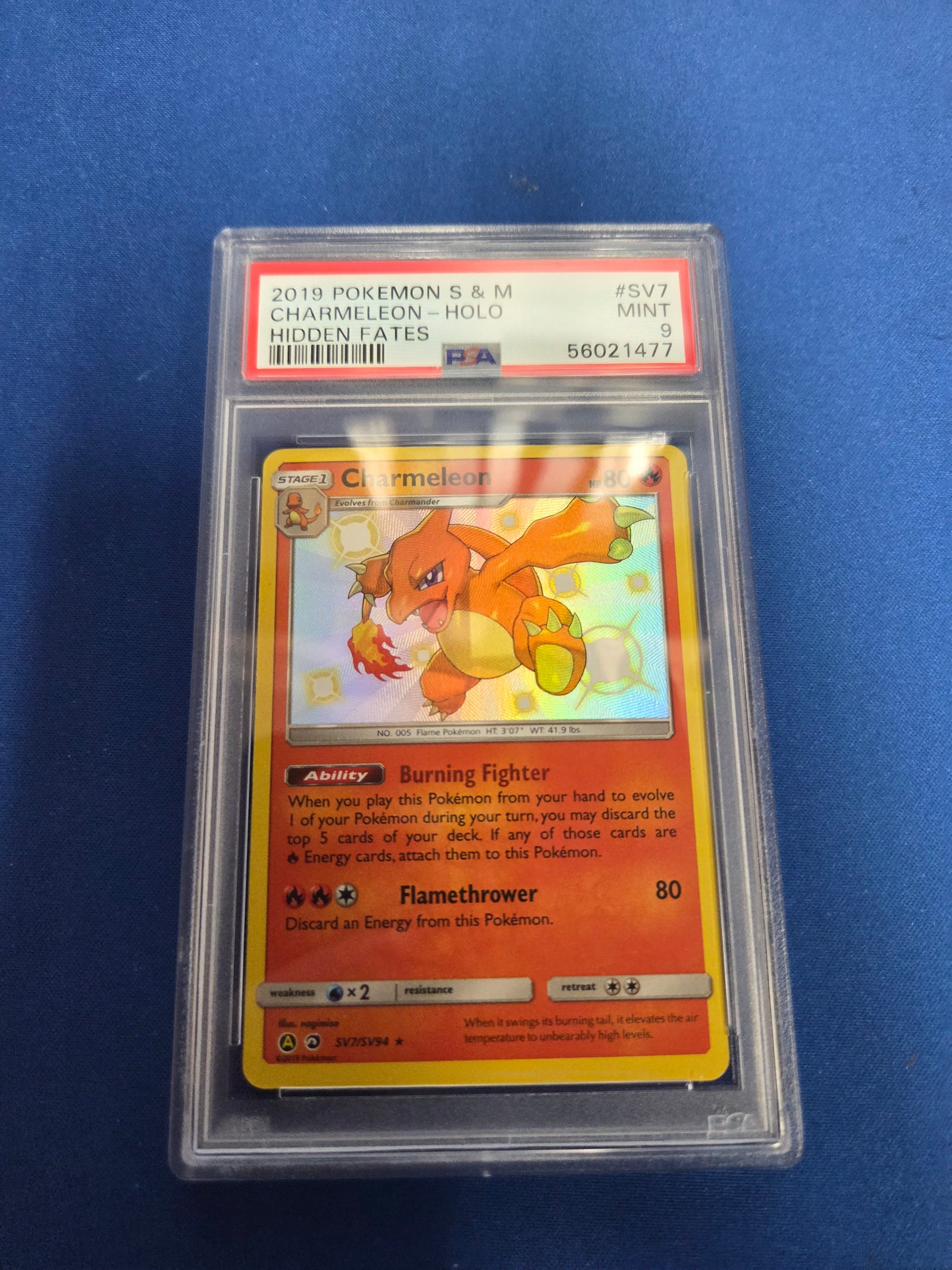 PSA 9 CHARMELEON #SV7 HIDDEN FATES HOLO (Cabinet)