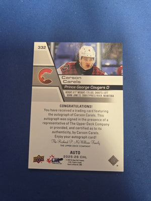 Carson Carels #332 Auto Prince George Cougars (cabinet-NM)