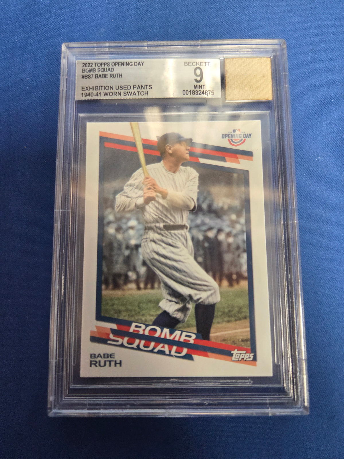 Beckett 9 Babe Ruth #BS7 Game Worn Swatch Jersey Fusion