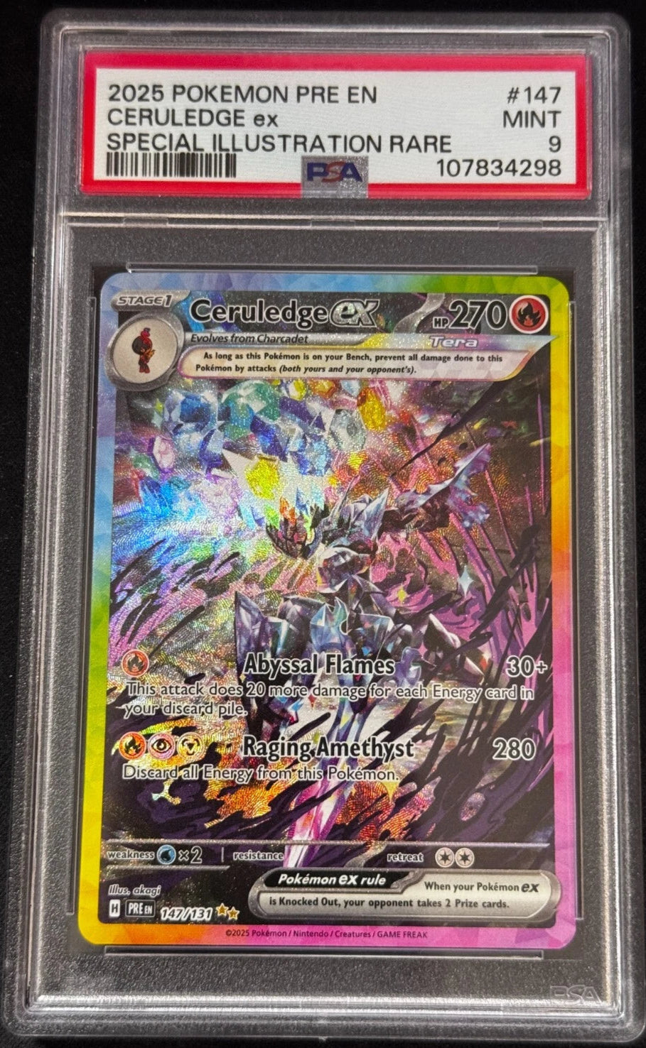 Ceruledge EX #147/131 Prismatic evolutions PSA 9 MINT (cabinet)