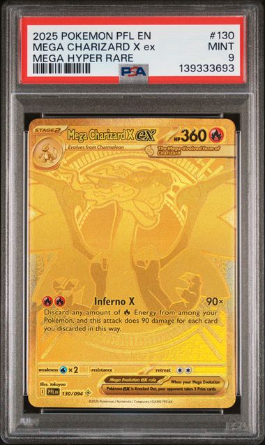 PSA 9 MEGA CHARIZARD X #130 PHANTASMAL FLAMES  (Cabinet)