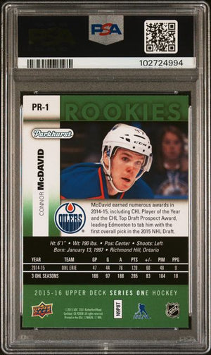 PSA 9 Connor Mcdavid #PR-1 Parkhurst Rookies (Cabinet)