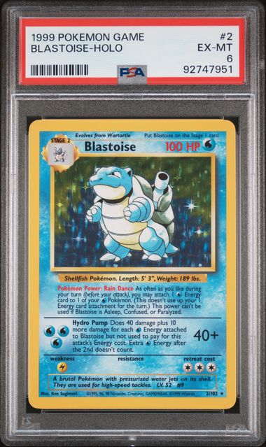 PSA 6 Blastoise #2 base set unlimited (Cabinet)