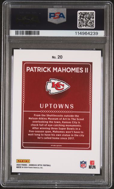 PSA 10 Patrick Mahomes II Uptowns #20 (cabinet)