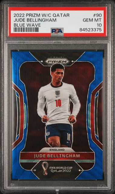 PSA 10 Jude Bellingham #90 Blue Wave Prizm W/C Qatar (Cabinet)