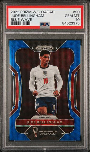 PSA 10 Jude Bellingham #90 Blue Wave Prizm W/C Qatar (Cabinet)