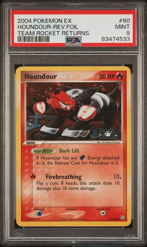 PSA 9 Houndour Team Rocket Returns #60 Reverse Holofoil (Cabinet)
