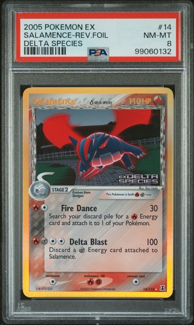 PSA 8 Salamence  #14 DELTA SPECIES REVERSE HOLO (Cabinet)