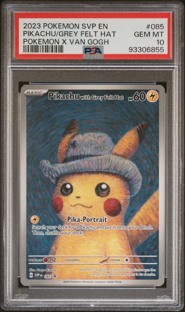 PSA 10 Pikachu X Van Gogh Grey Felt Hat #85 (Cabinet)