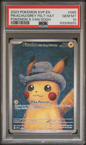 PSA 10 Pikachu X Van Gogh Grey Felt Hat #85 (Cabinet)
